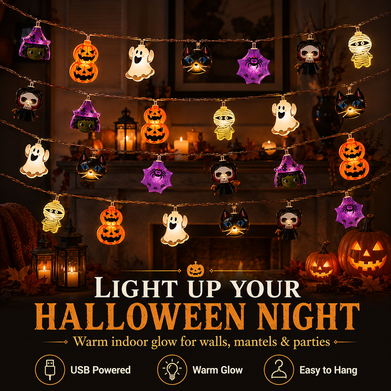 🔥 LIMITED-TIME 50% OFF — USB-Powered Pumpkin LED String Lights