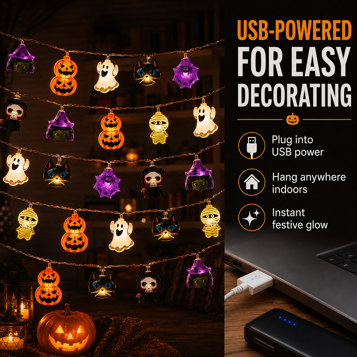 🔥 LIMITED-TIME 50% OFF — USB-Powered Pumpkin LED String Lights