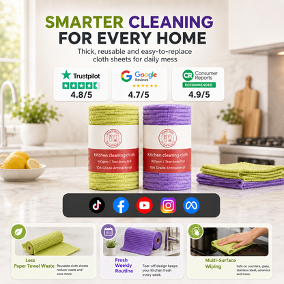 Multipurpose Reusable Tear-Off Cleaning Cloth Roll